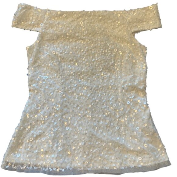 Adrianna Papell Off Shoulder All Over Sequin Blouse | Size US 2 - Picture 5 of 9